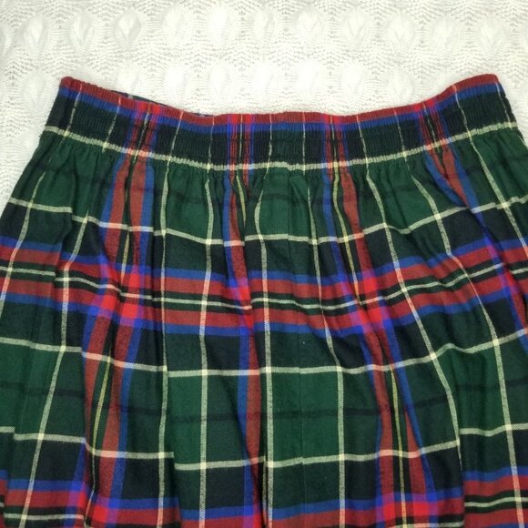 Vintage Talbots Tartan midi skirt red green sz 10 plaid pleated buttons on side - Picture 9 of 11
